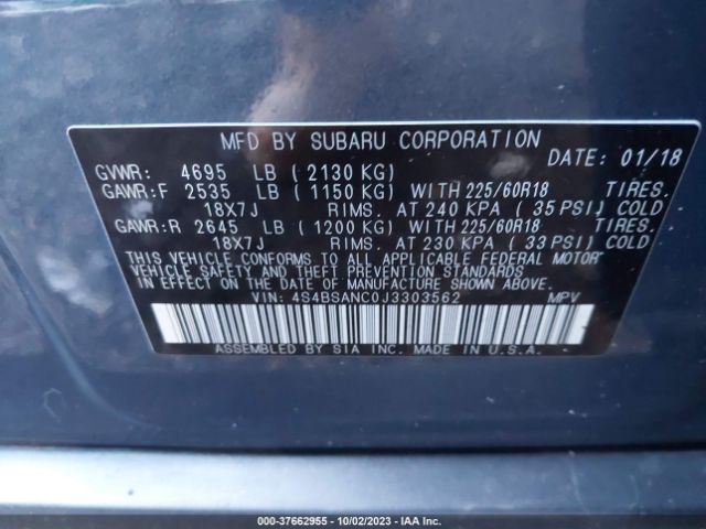 4S4BSANC0J3303562 Subaru Outback Limited