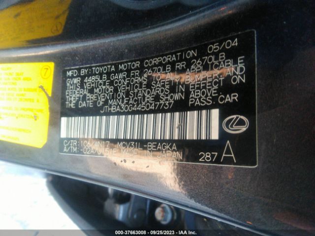 2004 LEXUS ES 330 JTHBA30G445047737 Photo 8