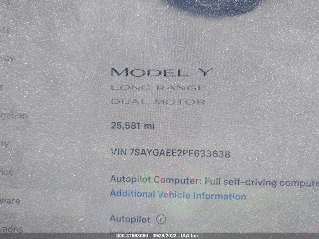 7SAYGAEE2PF633638 Tesla Model Y Long Range