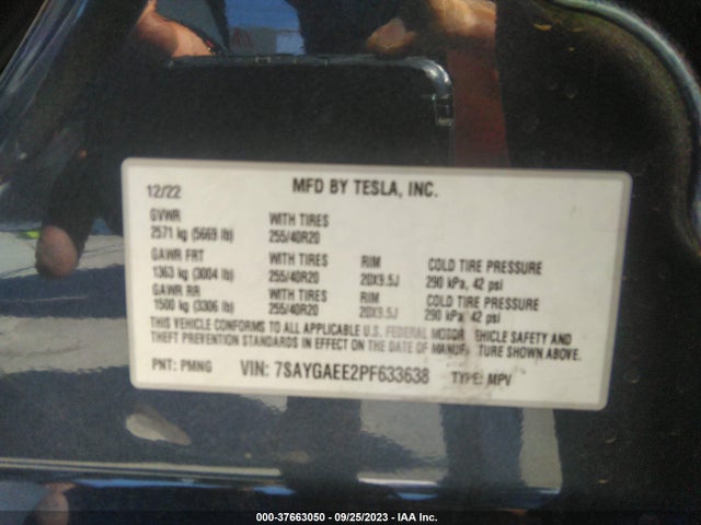 7SAYGAEE2PF633638 Tesla Model Y Long Range