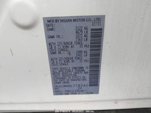 5N1AT2MV9GC778542 Nissan Rogue Sl