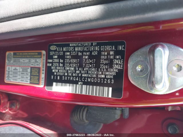 5XYRG4LC2MG001263 KIA SORENTO LX