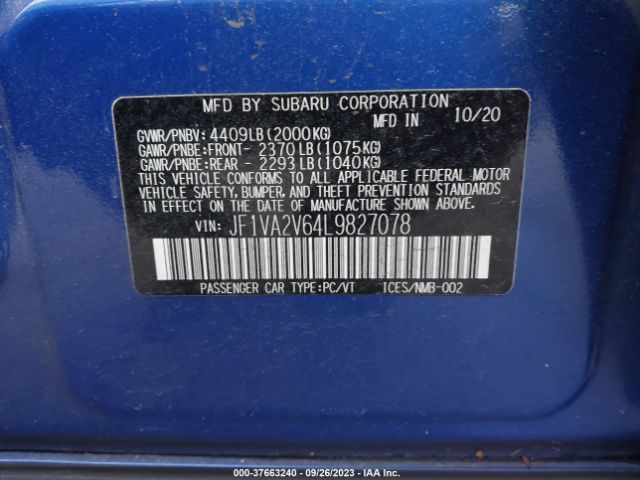 JF1VA2V64L9827078 Subaru Wrx Sti Limited