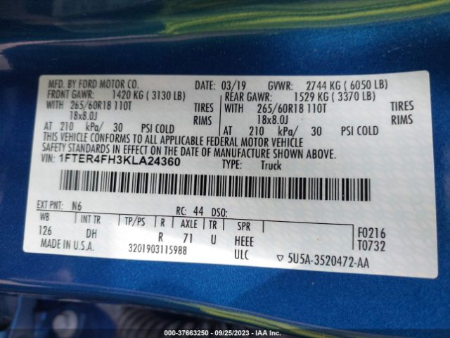 1FTER4FH3KLA24360 Ford Ranger Lariat