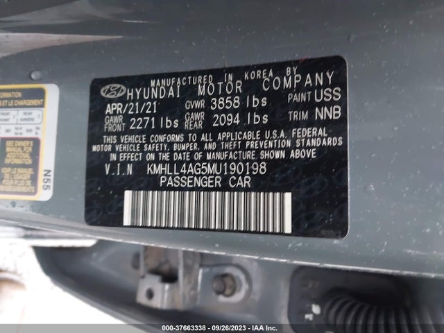 Hyundai ELANTRA SE 2021 KMHLL4AG5MU190198 Image 9