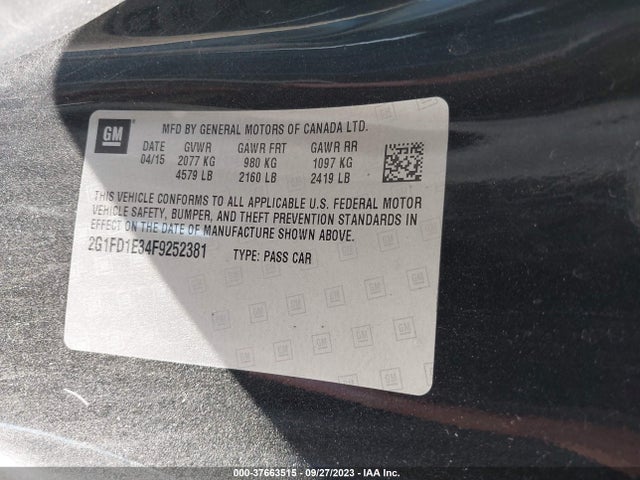 Chevrolet Camaro 1lt 2015 2G1FD1E34F9252381 Image 9