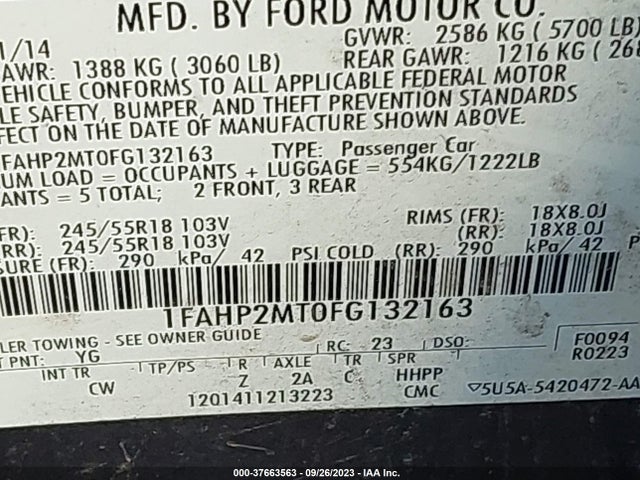 Ford SEDAN POLICE INTERCEPTOR 2015 1FAHP2MT0FG132163 Image 9