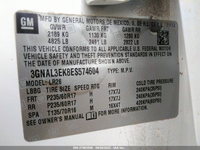 2014 CHEVROLET CAPTIVA SPORT FLEET LT VIN: 3GNAL3EK8ES574604