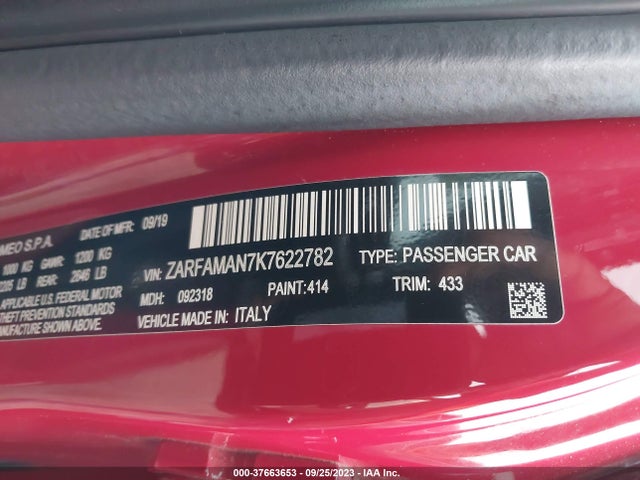 ZARFAMAN7K7622782 Alfa Romeo Giulia