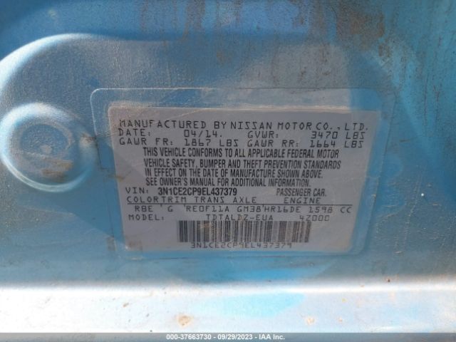 3N1CE2CP9EL437379 Nissan Versa Note Sv