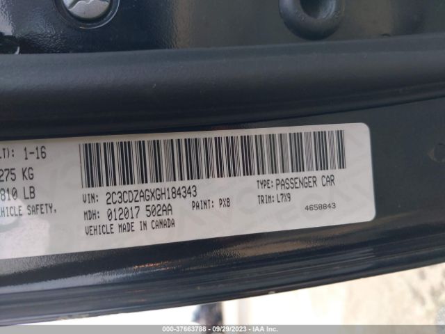 2C3CDZAGXGH184343 Dodge Challenger Sxt