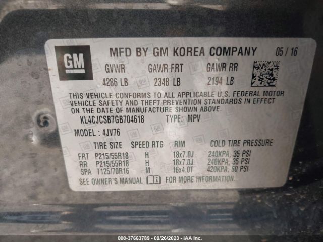 KL4CJCSB7GB704618 Buick Encore Leather
