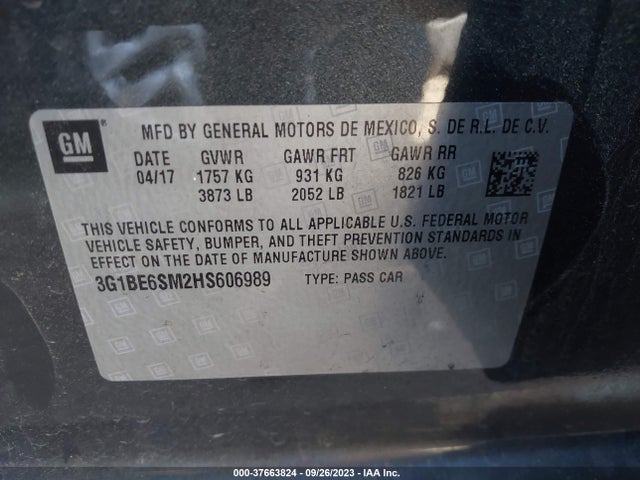 Chevrolet CRUZE LT 2017 3G1BE6SM2HS606989 Image 9