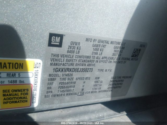1GKKVRKD8EJ358273 GMC ACADIA SLT