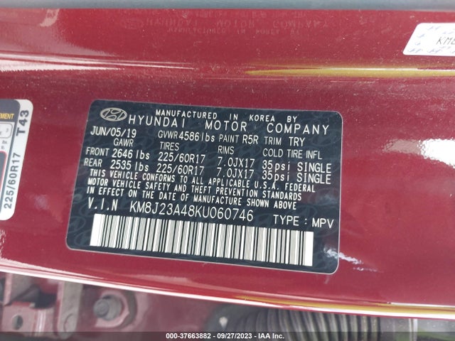 Hyundai TUCSON SE 2019 KM8J23A48KU060746 Image 9
