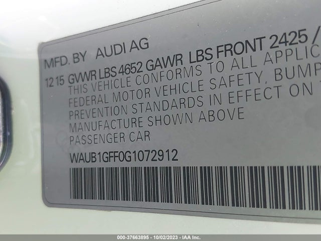 WAUB1GFF0G1072912 Audi S3 Premium Plus