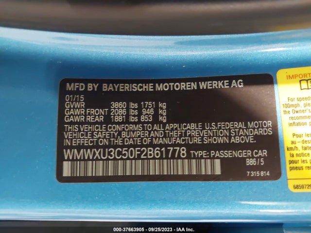 2015 MINI COOPER HARDTOP 4 DOOR WMWXU3C50F2B61778 Photo 8