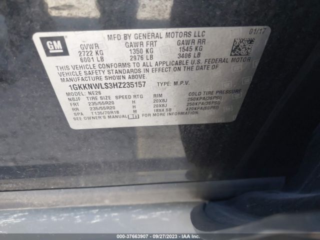 1GKKNWLS3HZ235157 GMC ACADIA SLT