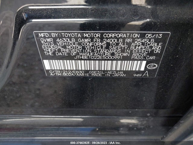 Lexus IS 350 2014 JTHBE1D22E5000991 Image 9