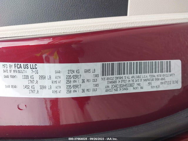 2C4RC1BG0HR533837 Chrysler Pacifica Touring-l