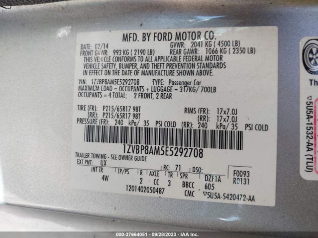 1ZVBP8AM5E5292708 Ford Mustang V6