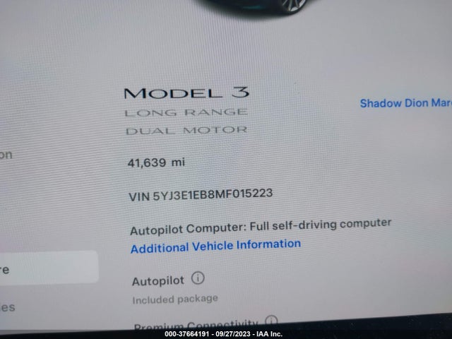 5YJ3E1EB8MF015223 Tesla Model 3 Long Range