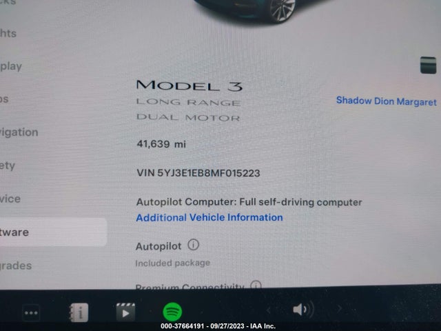 5YJ3E1EB8MF015223 Tesla Model 3 Long Range