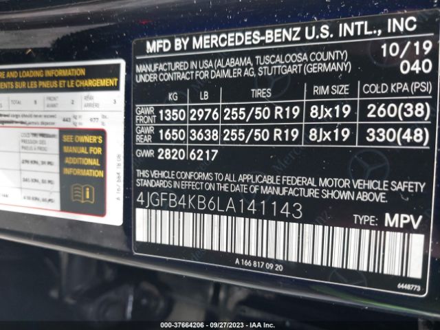 4JGFB4KB6LA141143 Mercedes-Benz Gle Gle 350