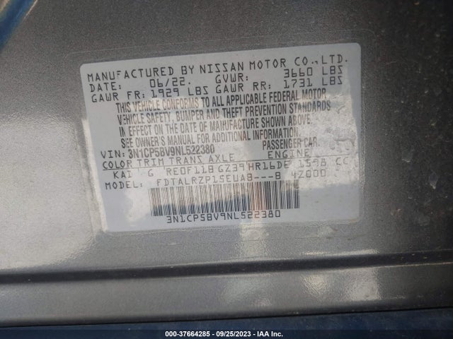 Nissan KICKS S 2022 3N1CP5BV9NL522380 Image 15
