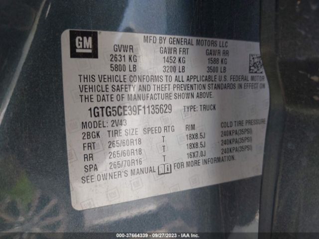 1GTG5CE39F1135629 GMC Canyon 2wd Slt