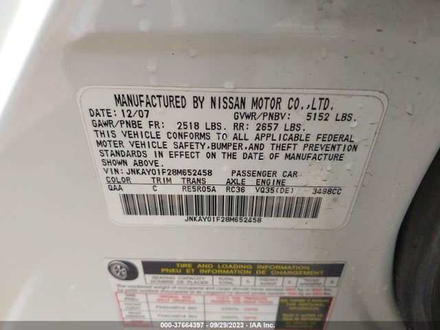 2008 INFINITI M35 VIN: JNKAY01F28M652458