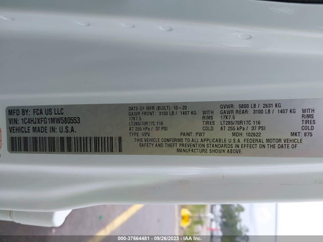 1C4HJXFG1MW580553 Jeep Wrangler Unlimited Rubicon