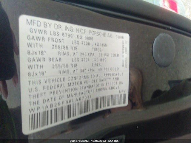 2006 PORSCHE CAYENNE WP1AB29P86LA67011 Photo 8