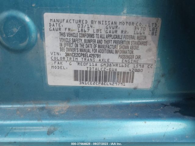 3N1CE2CP8EL429791 Nissan Versa Note S Plus