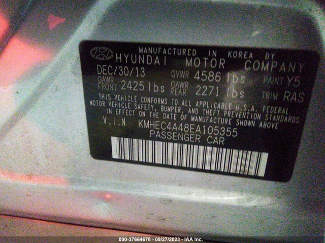 Hyundai Sonata Hybrid Limited 2014 KMHEC4A48EA105355 Image 9