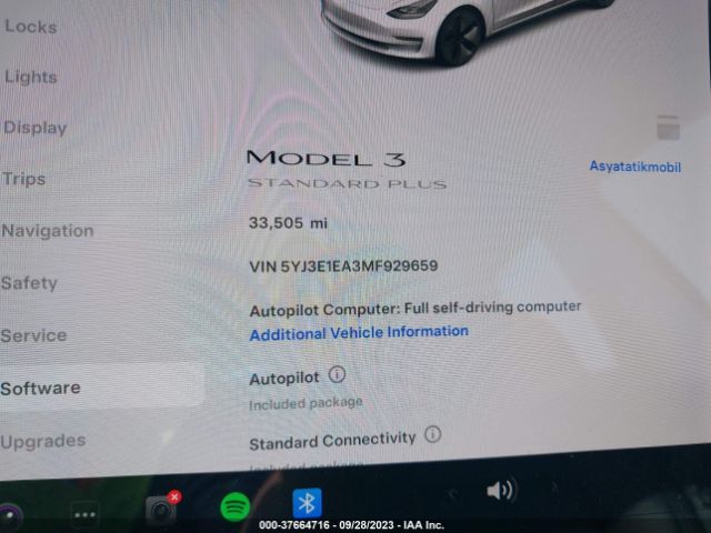 5YJ3E1EA3MF929659 Tesla Model 3 Standard Range Plus
