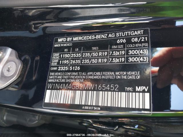W1N4M4GB2MW165452 Mercedes-Benz Glb Glb 250