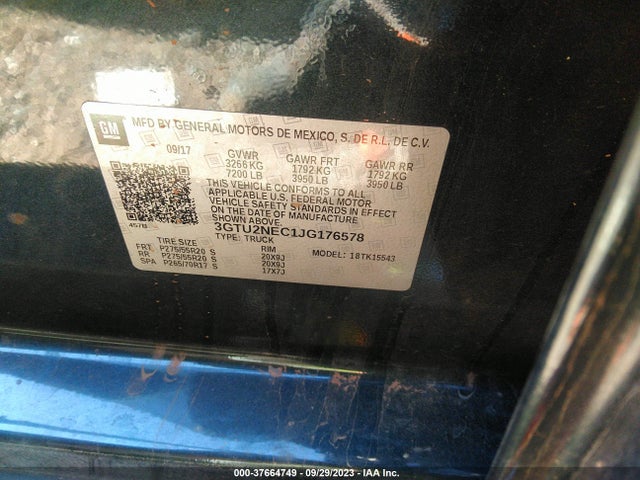 GMC Sierra 1500 Slt 2018 3GTU2NEC1JG176578 Image 9