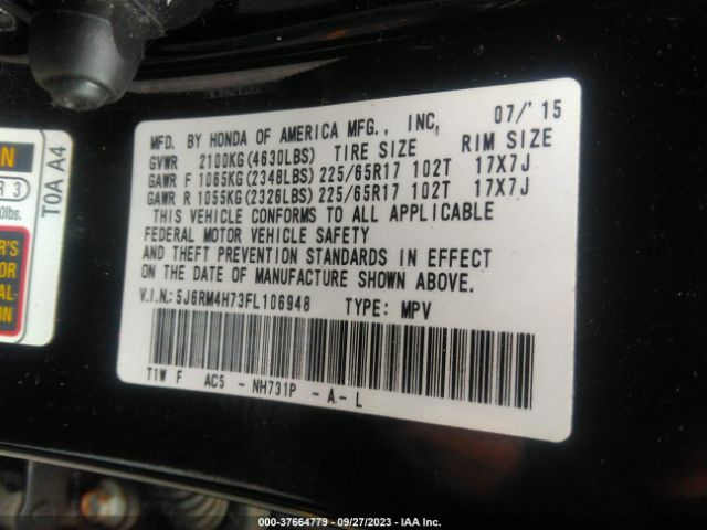 5J6RM4H73FL106948 Honda Cr-v Ex-l