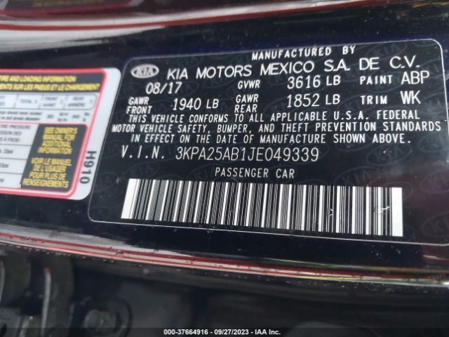 3KPA25AB1JE049339 KIA Rio 5-door Lx