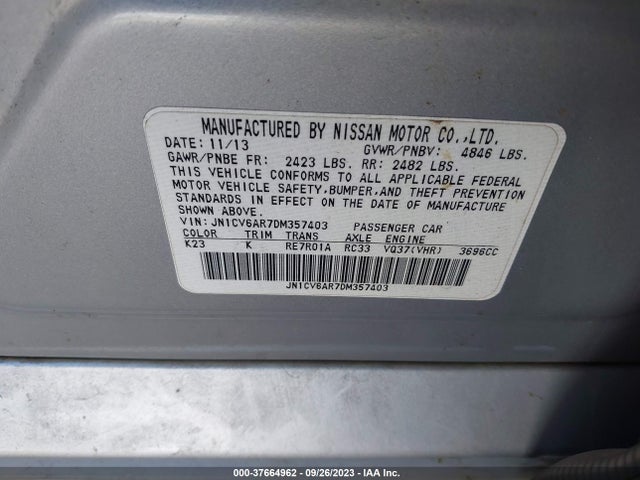 2013 INFINITI G37 SEDAN X VIN: JN1CV6AR7DM357403