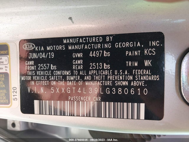 KIA Optima Lx 2020 5XXGT4L39LG380610 Image 9