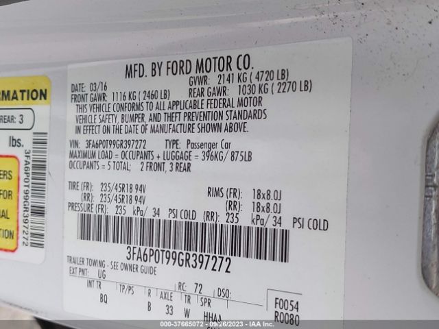 3FA6P0T99GR397272 Ford FUSION SE