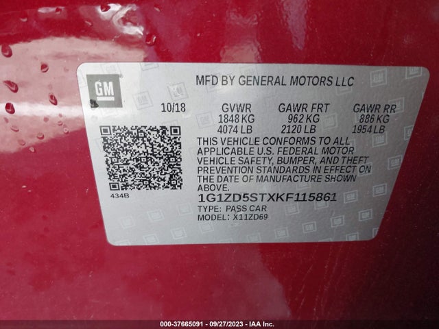 Chevrolet MALIBU LT 2019 1G1ZD5STXKF115861 Image 9