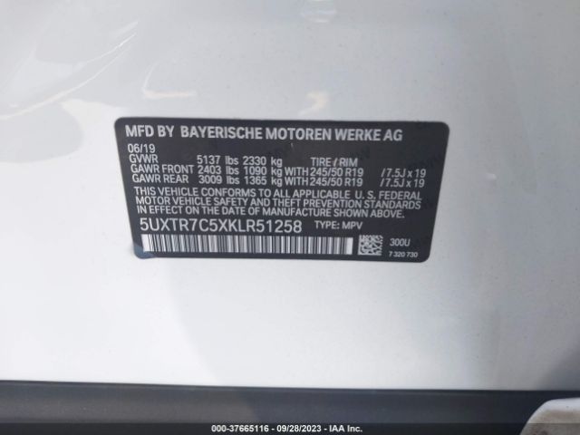 5UXTR7C5XKLR51258 BMW X3 Sdrive30i