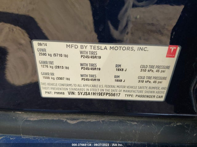 5YJSA1H19EFP55617 Tesla Model S 60 Kwh Battery/p85