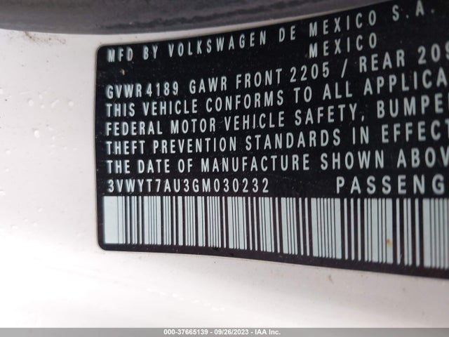 3VWYT7AU3GM030232 Volkswagen GOLF GTI S