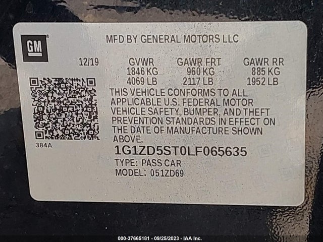 Chevrolet MALIBU LT 2020 1G1ZD5ST0LF065635 Image 9