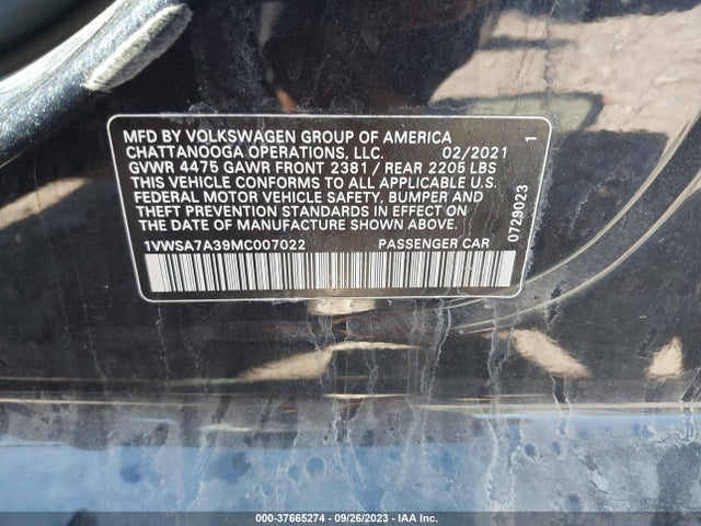 1VWSA7A39MC007022 Volkswagen Passat 2.0t Se
