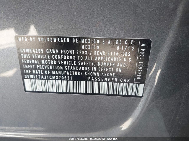 2012 VOLKSWAGEN JETTA SEDAN TDI W/PREMIUM/NAV VIN: 3VWLL7AJ1CM370621